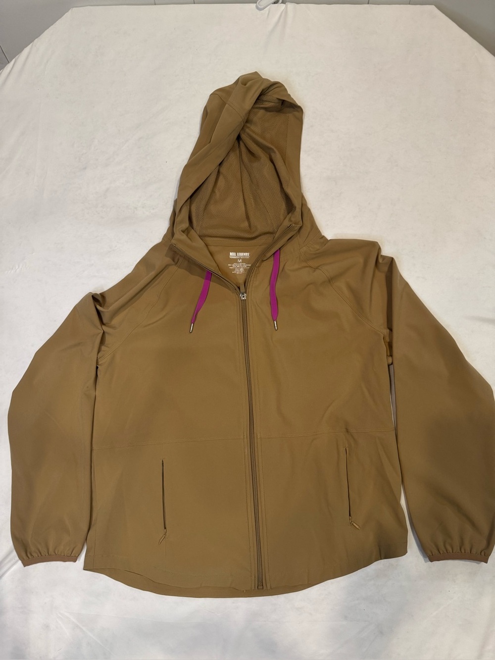 Reel Legends Women’s Medium Brown Performance Hooded Full Zip Jacket Stretch